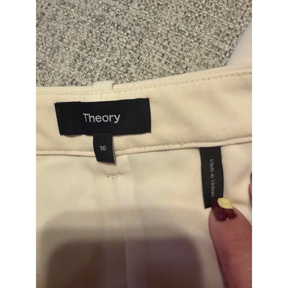 Theory Treeca Admiral Crepe Pants Size 16 Ivory Cream Slim Ankle Trousers - Picture 3 of 11